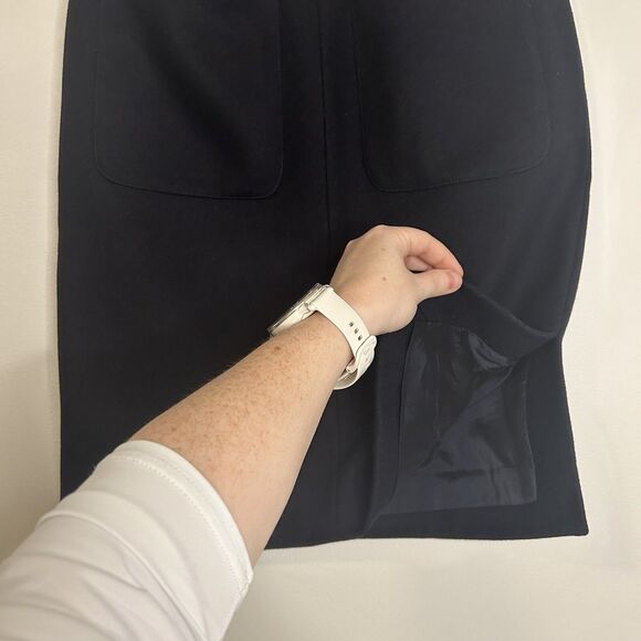 Reiss Phoenix Wool Blend Skirt Pencil Navy Pockets - US Size 4 - Picture 7 of 12